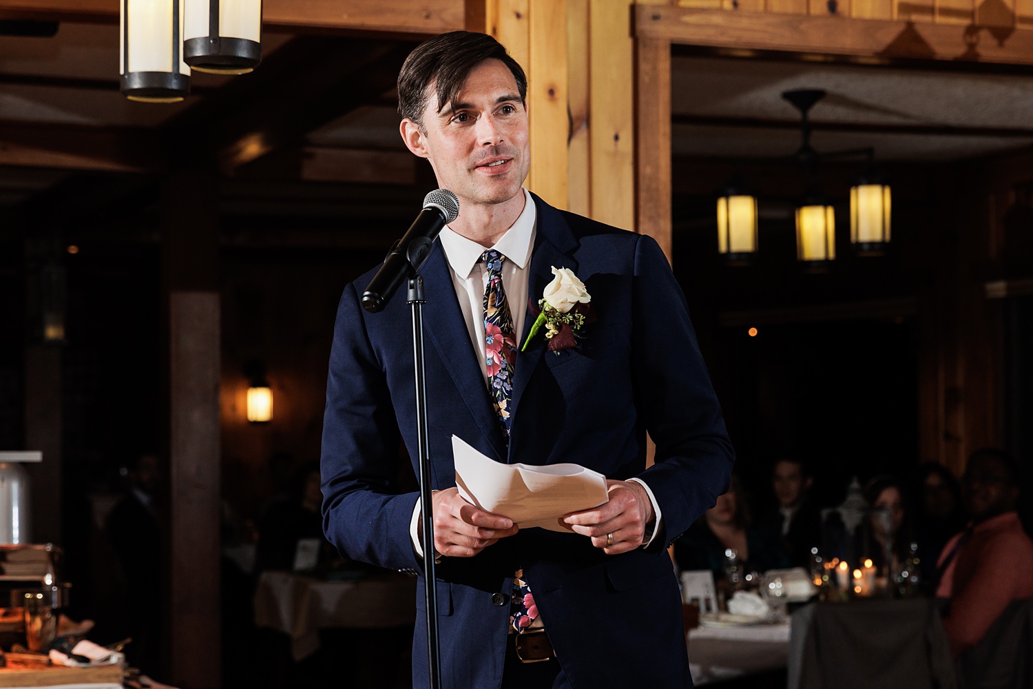 Best man gives an emotional toast at the wedding reception