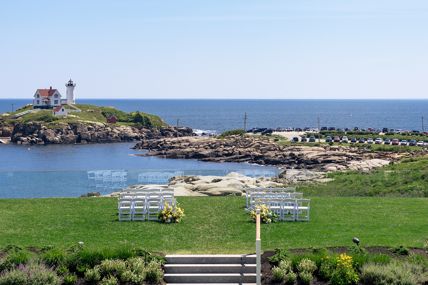 The ceremony spot at The Viewpoint Hotel in York Maine