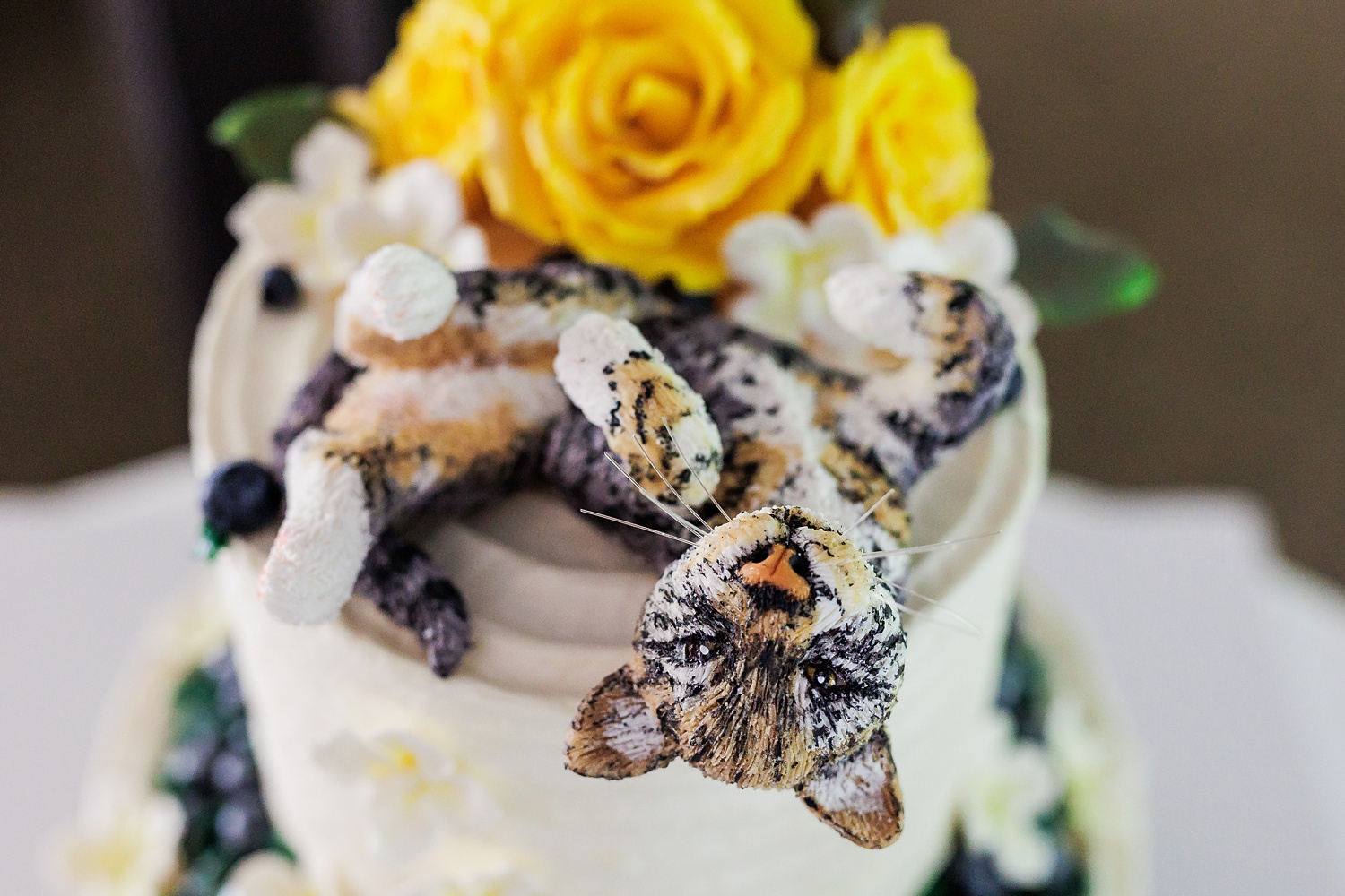Wedding day cake featuring the couple's pets