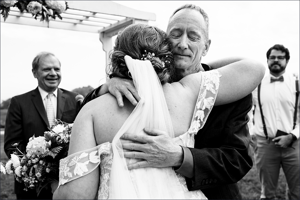 Hug from dad on the wedding day